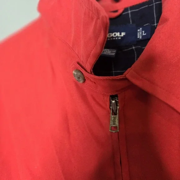 Vtg Polo Golf Ralph‎ Lauren L Red Harrington Jacket Bomber Windbreaker Full Zip
